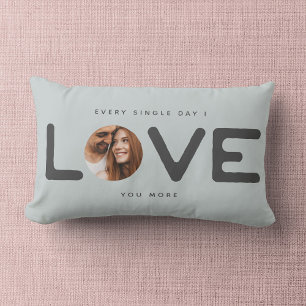 Custom Modern Photo LOVE Valentines Couple Gift Lumbar Pillow