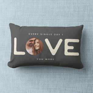 Custom Modern Photo LOVE Valentines Couple Gift Lumbar Pillow