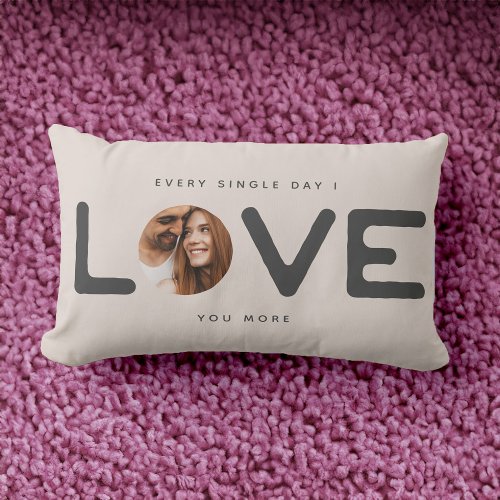 Custom Modern Photo LOVE Valentines Couple Gift Lumbar Pillow