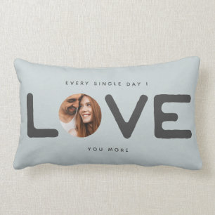 Custom Modern Photo LOVE Valentines Couple Gift Lumbar Pillow