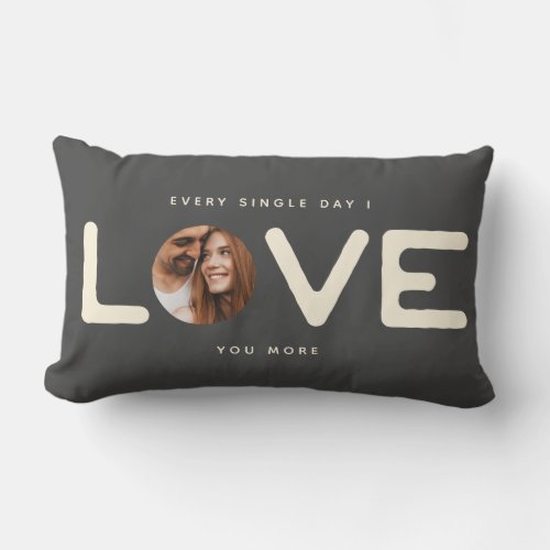 Custom Modern Photo LOVE Valentines Couple Gift Lumbar Pillow