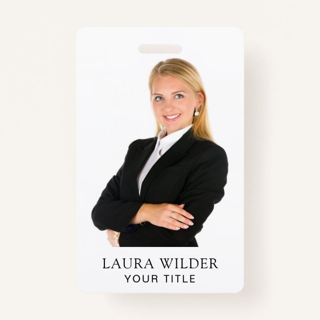 Custom Modern Photo Name Title  Badge (Front)