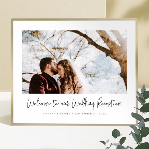 Custom Modern Photo Wedding Reception Welcome Poster