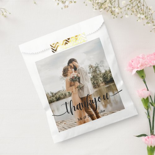 Custom Modern Photo  Wedding Thank You Favor  Favor Bag