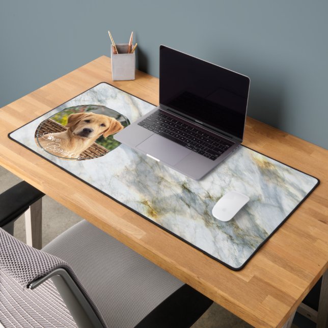 Custom Modern Picture Love Heart Paw Print Desk Mat (Office 2)