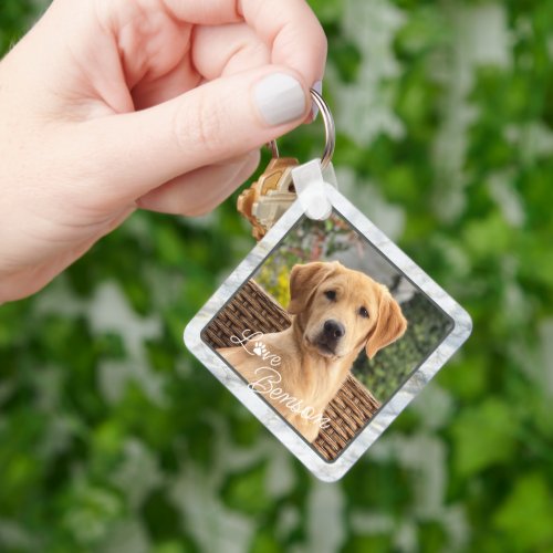 Custom Modern Picture Love Paw Heart Quote Text Keychain