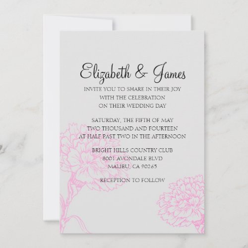 Custom Modern Pink and Black Wedding Invitations