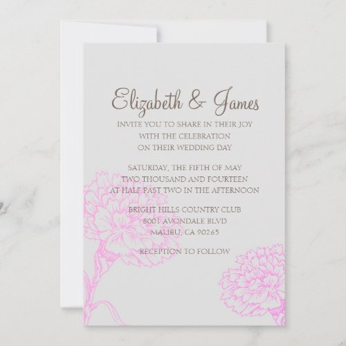 Custom Modern Pink and Brown Wedding Invitations