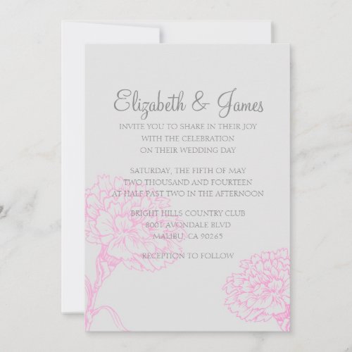 Custom Modern Pink and White Wedding Invitations