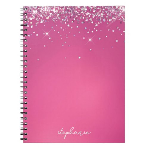 Custom Modern Pink Glitter Notebook