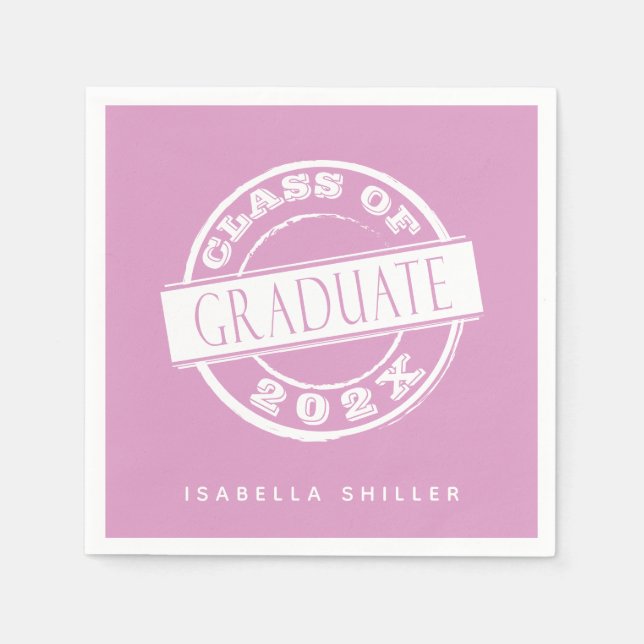 Custom Modern Pink Graduate Napkins (Front)