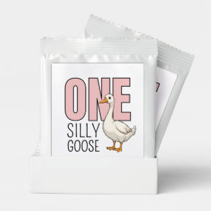 Custom Modern Pink One Silly Goose First Birthday Hot Chocolate Drink Mix