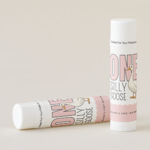 Custom Modern Pink One Silly Goose First Birthday Lip Balm