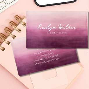 Custom  Modern Pink Watercolor Business Cards