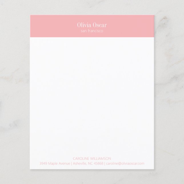 Custom Modern Pink White Business Stationery (Front)