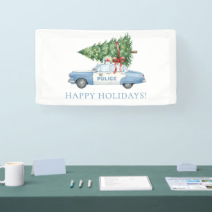 Custom Modern Police Officer Christmas Tree Car Banner