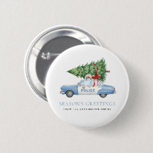 Custom Modern Police Officer Christmas Tree Car Button