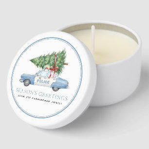 Custom Modern Police Officer Christmas Tree Car Mini Candle Favors