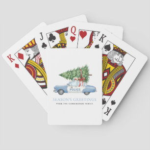 Custom Modern Police Officer Christmas Tree Car Poker Cards