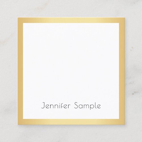Custom Modern Professional Elegant Gold White Square Business Card