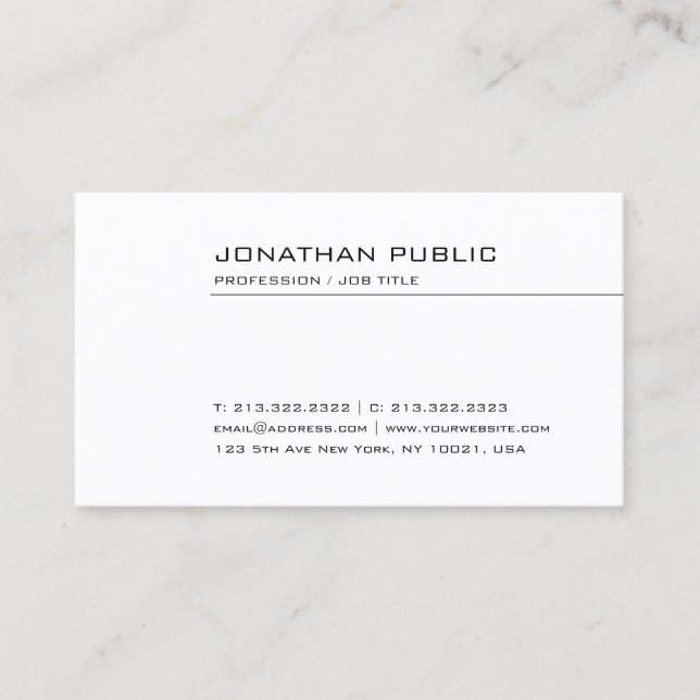 Custom Modern Professional Elegant Simple Design Business Card (Front)