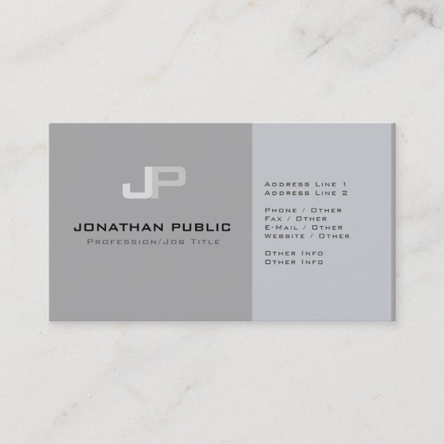 Custom Modern Professional Monogram Template Business Card (Front)