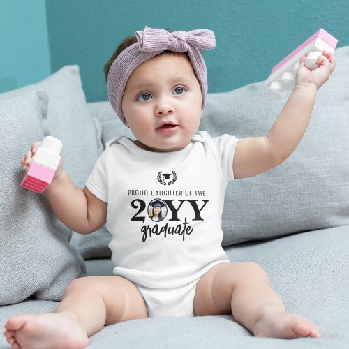 Custom Modern Proud Daughter of the Graduate Baby Bodysuit