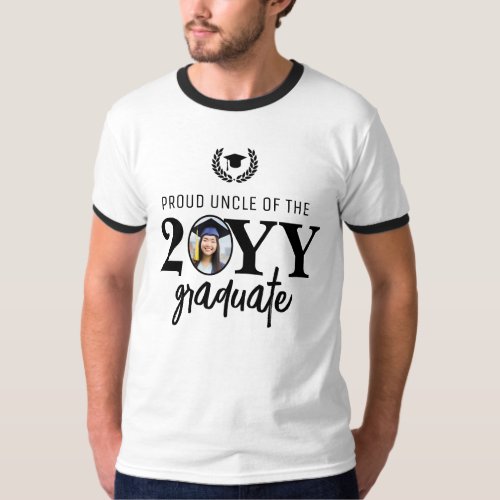 Custom Modern Proud Uncle of the Graduate Family T_Shirt