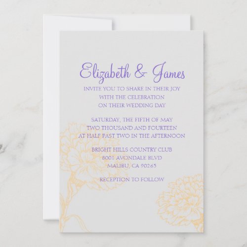Custom Modern Purple and Gold Wedding Invitations