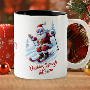 Custom Modern Quirky Funny Santa Claus Christmas Two-Tone Coffee Mug