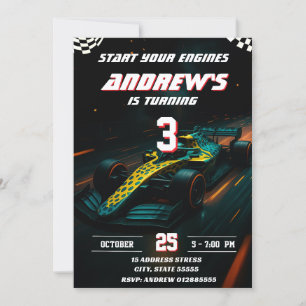 Custom Modern Racing Car birthday party Invitation