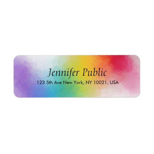 Custom Modern Rainbow Colors Abstract Template Label