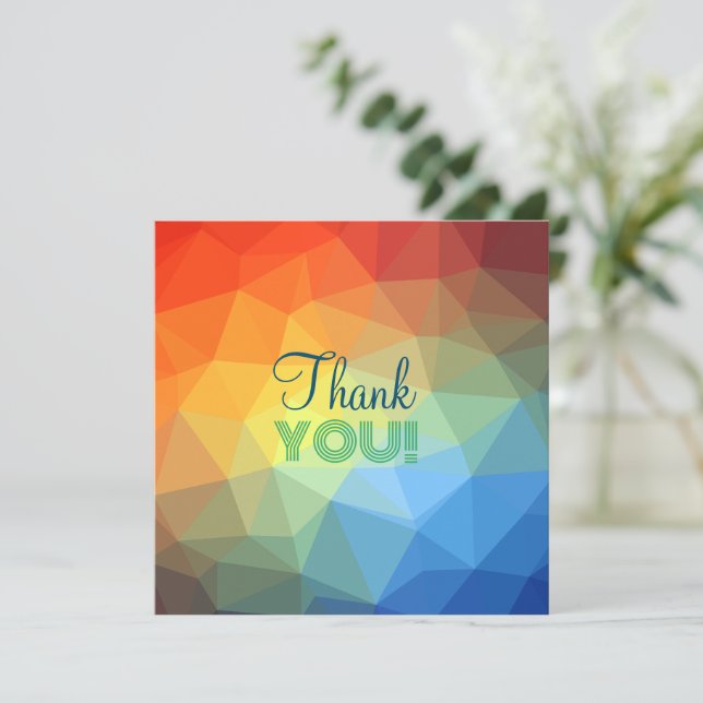 Custom Modern Rainbow Geometric Shape Thank You Card (Standing Front)