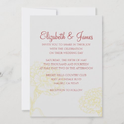 Custom Modern Red and Gold Wedding Invitations