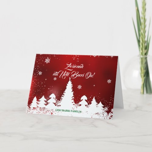 Custom modern red basque holiday card