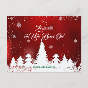 Custom, modern red Basque Navidad Christmas design Holiday Postcard