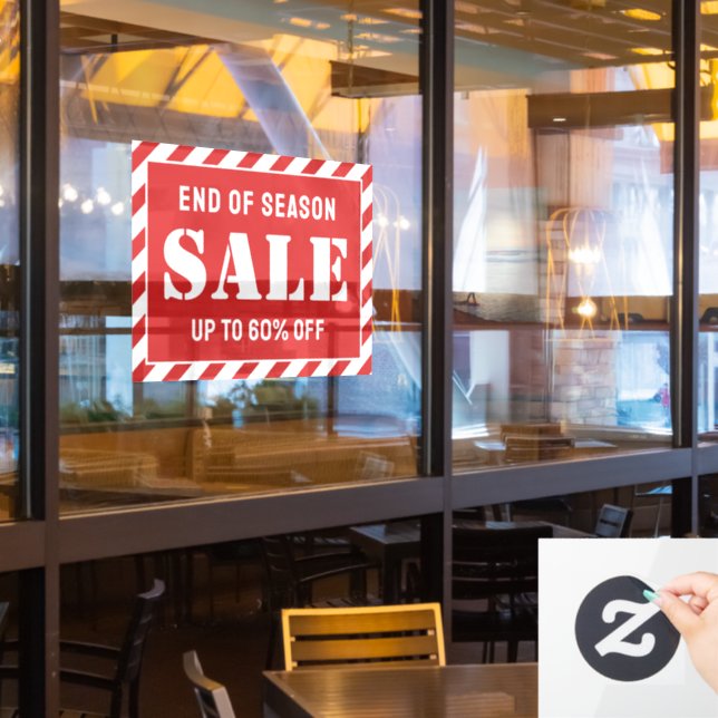 Custom Modern Red Stripes Business Store Sale Window Cling (Restaurant Window)