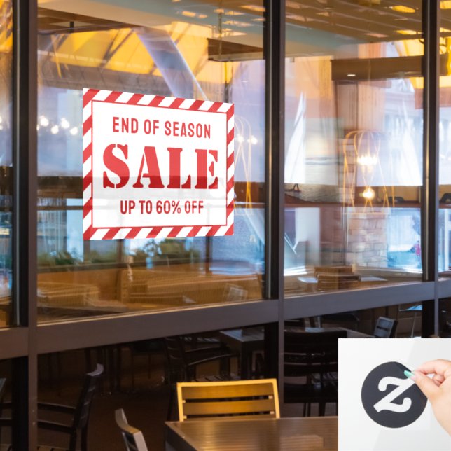 Custom Modern Red Stripes Business Store Sale Window Cling (Restaurant Window)