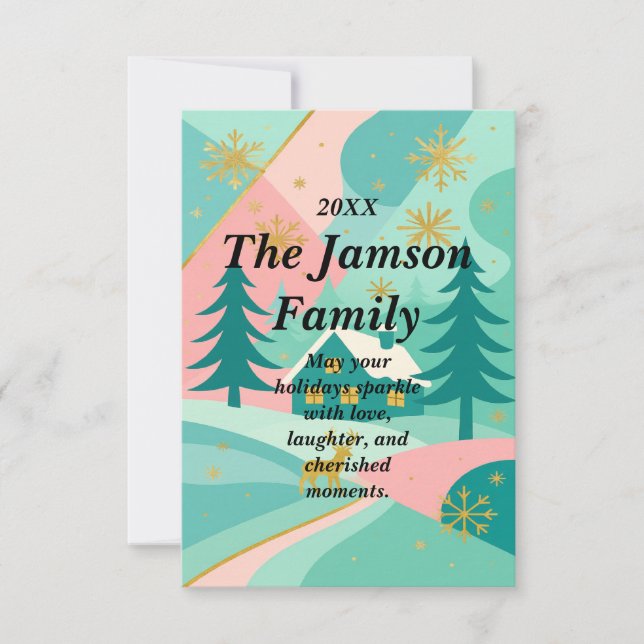 Custom Modern Retro Holiday Card – Colorful (Front)