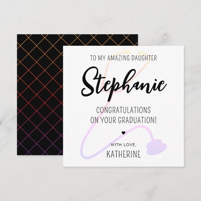 Custom Modern RN Nurse Doctor Medical Graduation Card (Front/Back)