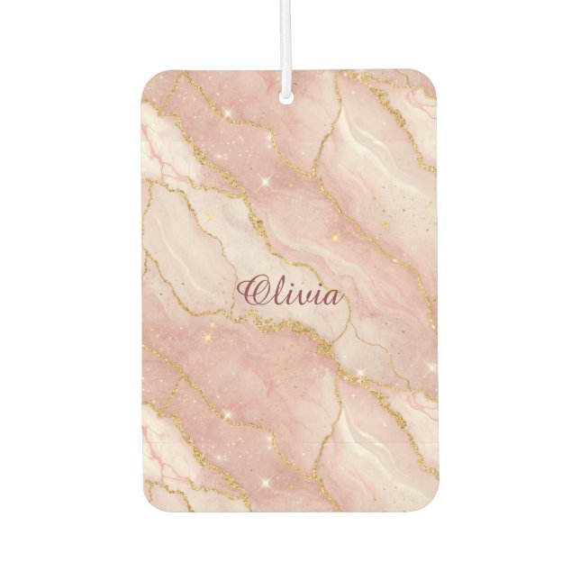Custom Modern Rose Quartz Marble Gold Air Freshener (Front)
