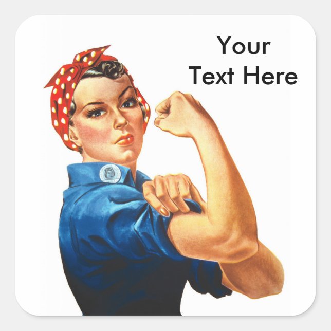 Custom Modern Rosie the Riveter Square Sticker (Front)