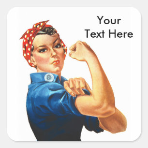 Custom Modern Rosie the Riveter Square Sticker