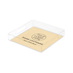 Custom Modern Round Business Logo Acrylic Tray