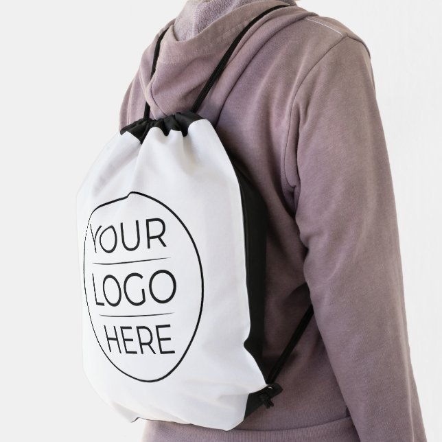 Custom Modern Round Business Logo Drawstring Bag (Insitu)