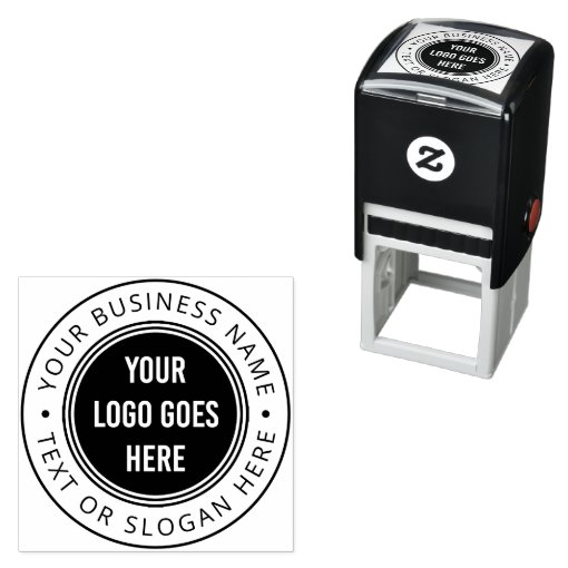 Custom Modern Round Business Logo With Slogan Self-inking Stamp | Zazzle