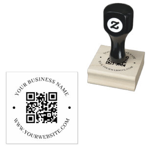 Custom Modern Round Business QR Code Promotional Rubber Stamp