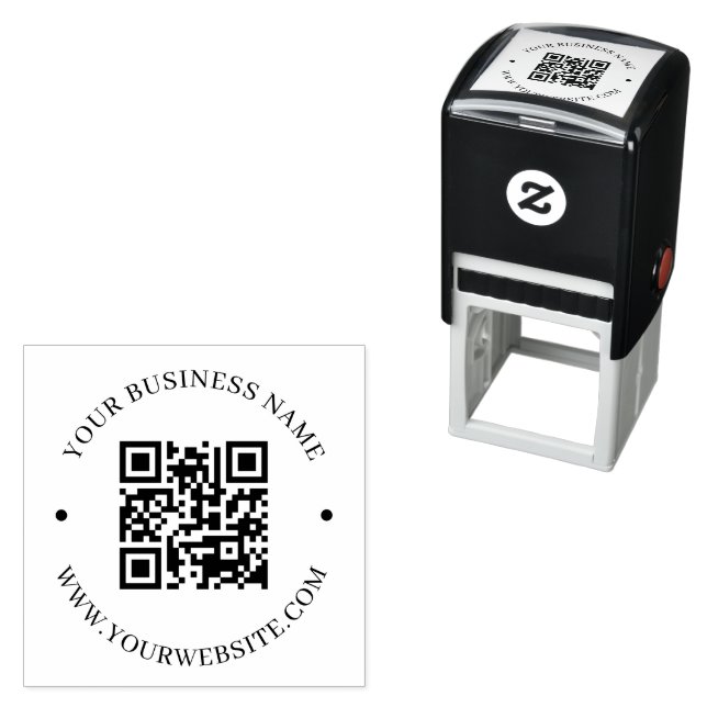 Custom Modern Round Business QR Code Promotional Self-inking Stamp (In Situ)