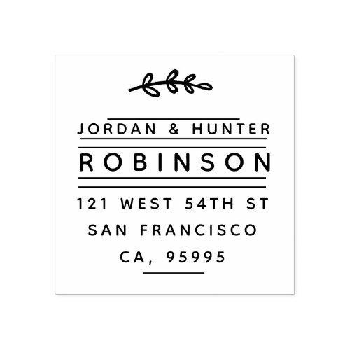 Custom Modern Rustic Branch Couple Return Address Rubber Stamp