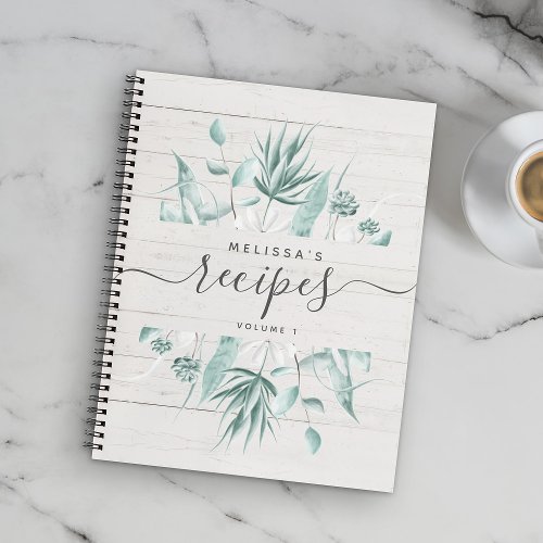 Custom Modern Rustic Watercolor Script Recipe Notebook